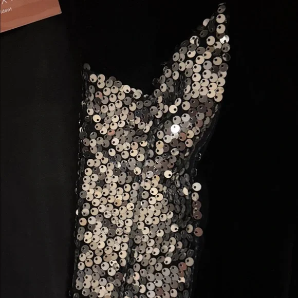 3/$20 Black Velvet Blazer with Silver Sequin Lapel - Picture 3 of 4